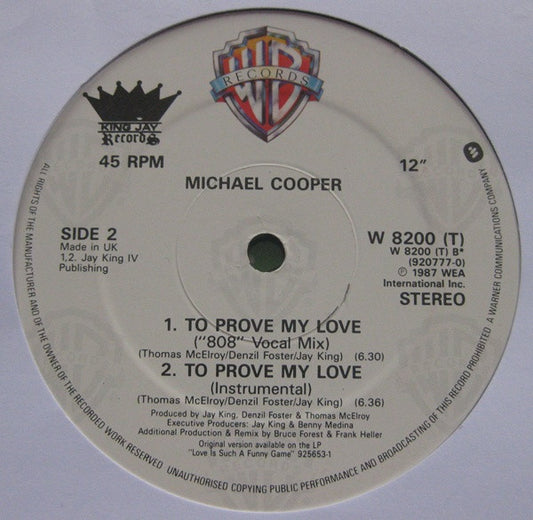 Michael Cooper : To Prove My Love (12", Single)
