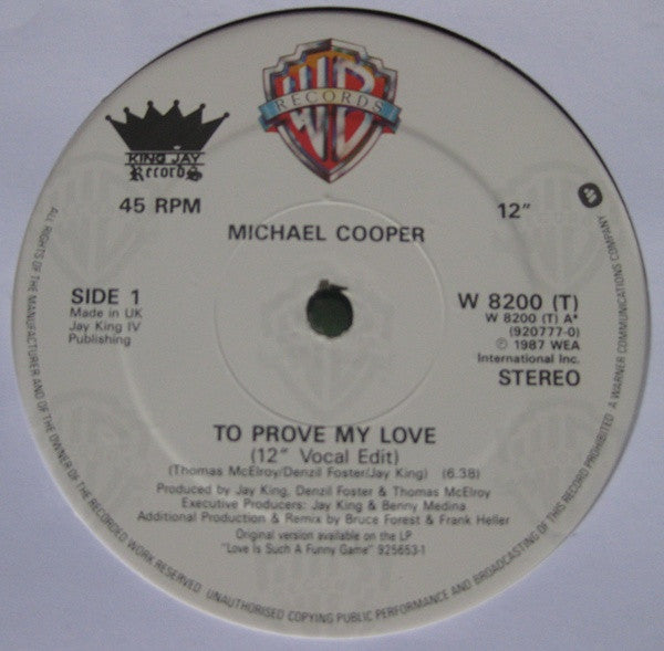 Michael Cooper : To Prove My Love (12", Single)
