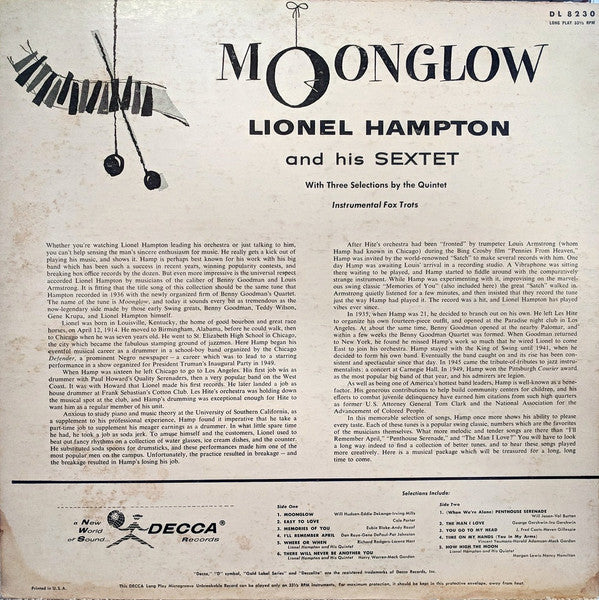 Lionel Hampton And His Sextet : Moonglow (LP, Mon)
