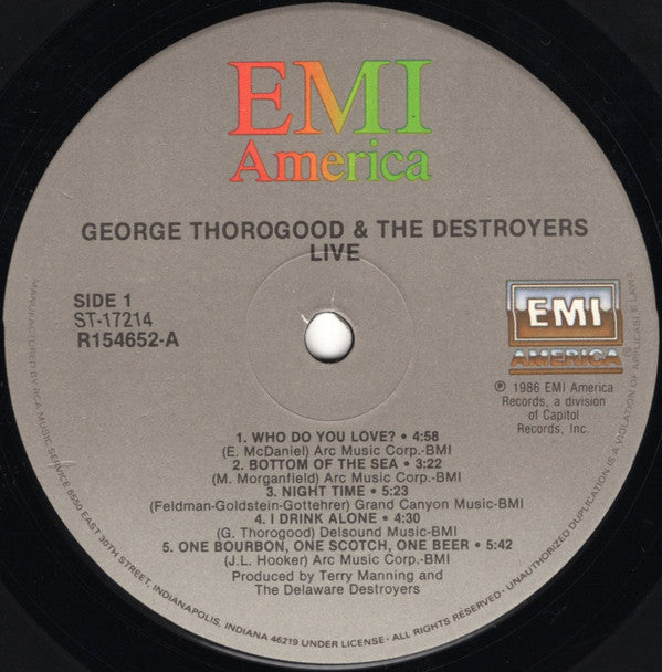 George Thorogood & The Destroyers : Live (LP, Album, Club)