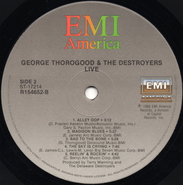 George Thorogood & The Destroyers : Live (LP, Album, Club)