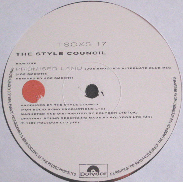 The Style Council : Promised Land (Joe Smooth's Alternate Club Mix) (12")