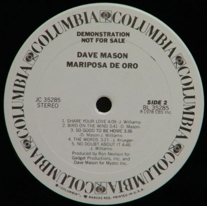 Dave Mason : Mariposa De Oro (LP, Album, Promo)