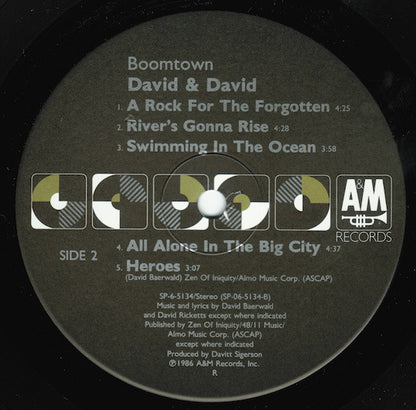 David + David : Boomtown (LP, Album, Ind)