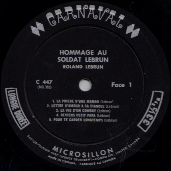 Roland Lebrun : Hommage Au Soldat Lebrun (LP)