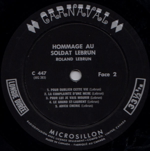 Roland Lebrun : Hommage Au Soldat Lebrun (LP)