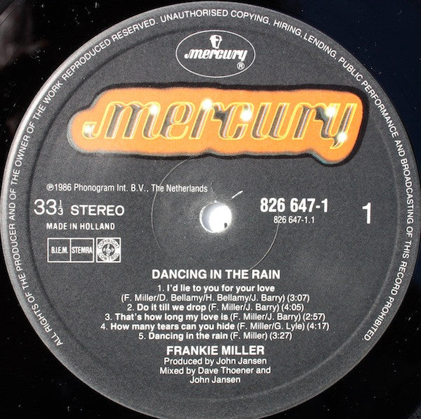 Frankie Miller : Dancing In The Rain (LP, Album)