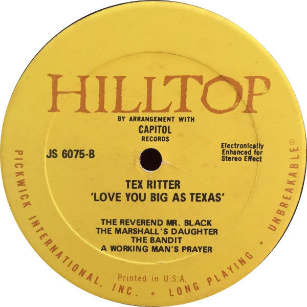 Tex Ritter : Love You Big As Texas (LP, Comp)