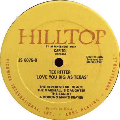 Tex Ritter : Love You Big As Texas (LP, Comp)