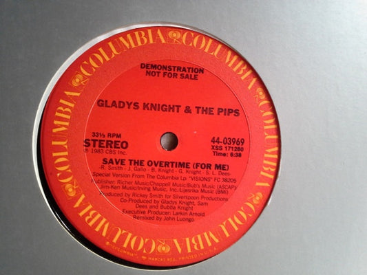 Gladys Knight And The Pips : Save The Overtime (For Me) (12", Promo)