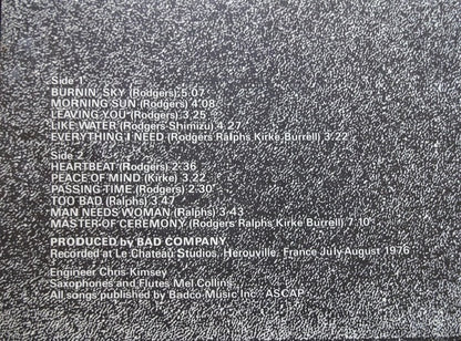 Bad Company (3) : Burnin' Sky (LP, Album, MO )