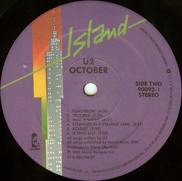 U2 : October (LP, Album, RE, Dar)