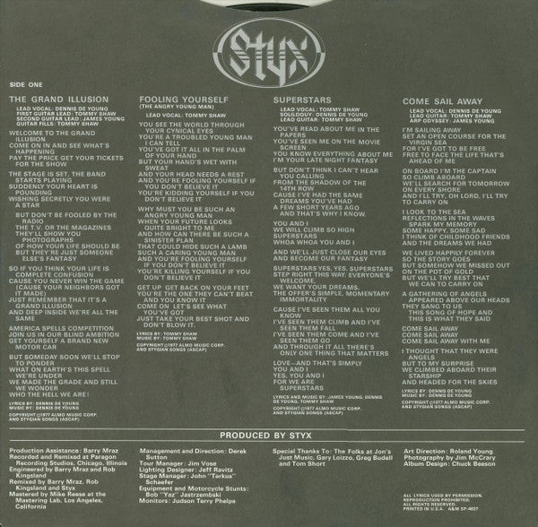 Styx : The Grand Illusion (LP, Album, Club, RE, Ind)