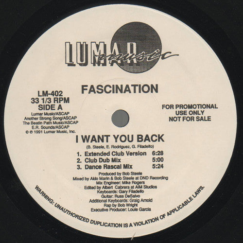Fascination : I Want You Back (12", Promo)