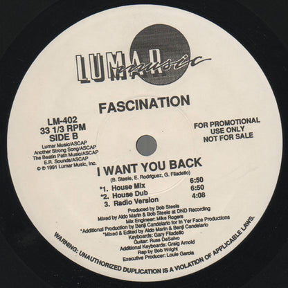 Fascination : I Want You Back (12", Promo)