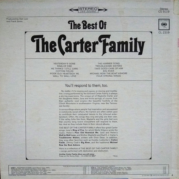 The Carter Family : The Best Of (LP, Comp, RE)