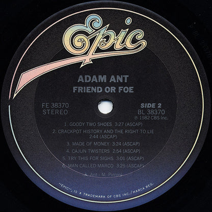 Adam Ant : Friend Or Foe (LP, Album, Pit)