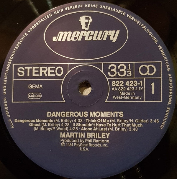 Martin Briley : Dangerous Moments (LP, Album)