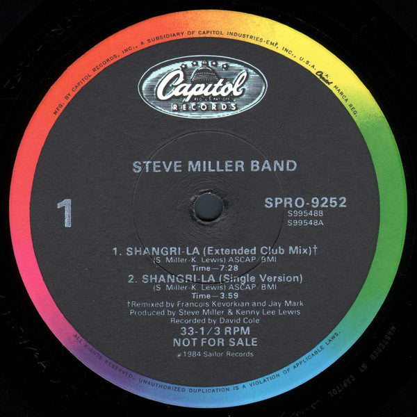 Steve Miller Band : Shangri-La (12", Promo)