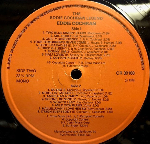 Eddie Cochran : The Eddie Cochran Legend (LP, Album, Comp, Mono)