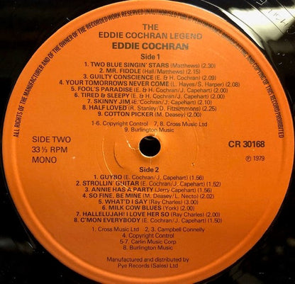 Eddie Cochran : The Eddie Cochran Legend (LP, Album, Comp, Mono)