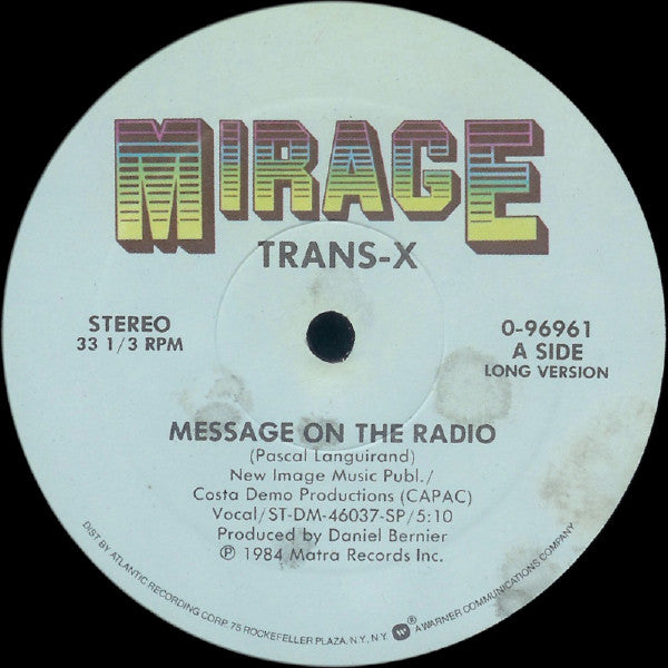 Trans-X : Message On The Radio (12", SP)