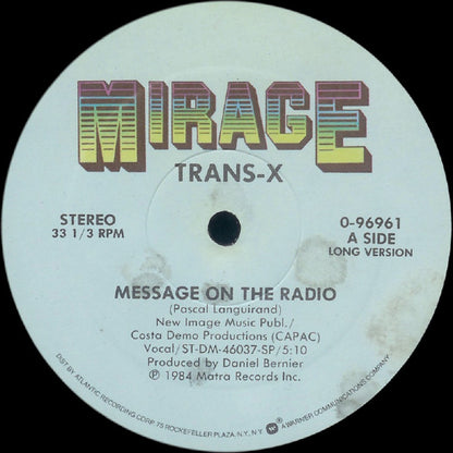 Trans-X : Message On The Radio (12", SP)