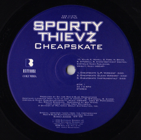 Sporty Thievz : Cheapskate (You Ain't Gettin' Nada) / Raw Footage (12", Single)