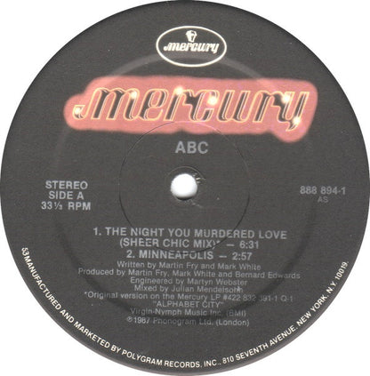 ABC Featuring Contessa Lady V : The Night You Murdered Love (12", Single)