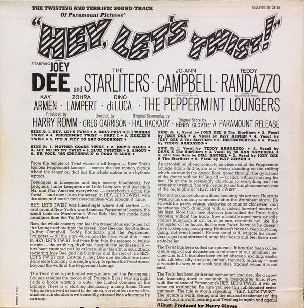 Joey Dee & The Starliters : Hey, Let's Twist! (Original Soundtrack Recording) (LP, Album)