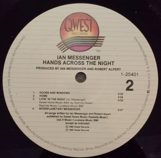 Ian Messenger : Hands Across The Night (LP, Album)