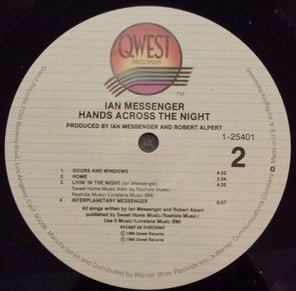 Ian Messenger : Hands Across The Night (LP, Album)