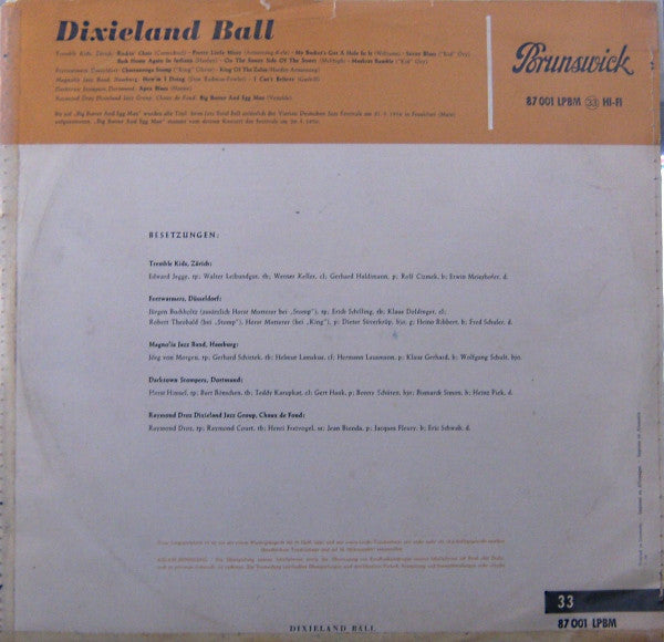 The Tremble Kids / The Feetwarmers / The Magnolia Jazz Band / The Darktown Stompers / Raymond Droz Dixie Jazz Group : Dixieland Ball (LP, Album, Mono)