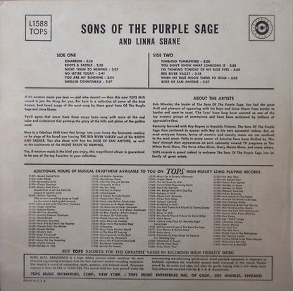 The Sons Of The Purple Sage With Linna Shane : Western Favorites (LP, Album, Mono)