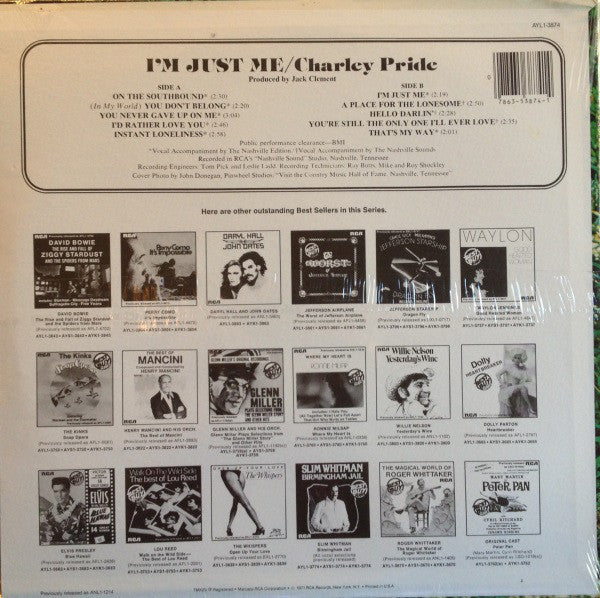 Charley Pride : I'm Just Me (LP, Album, RE)