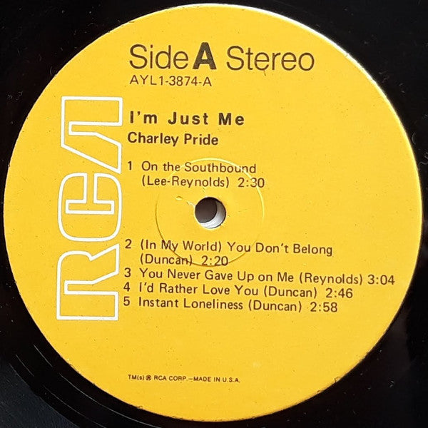 Charley Pride : I'm Just Me (LP, Album, RE)