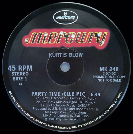 Kurtis Blow : Party Time (12", Promo)