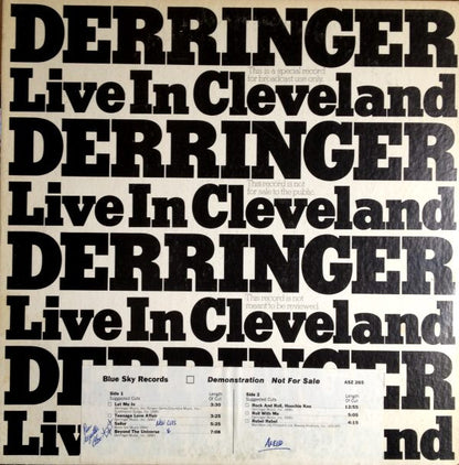 Derringer (2) : Live In Cleveland (LP, Promo)