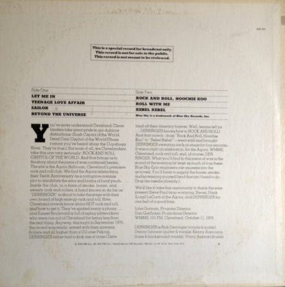 Derringer (2) : Live In Cleveland (LP, Promo)