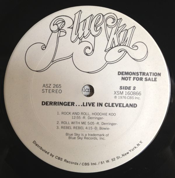 Derringer (2) : Live In Cleveland (LP, Promo)