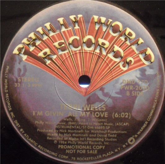 Terri Wells : I'm Givin' All My Love (12", Promo)