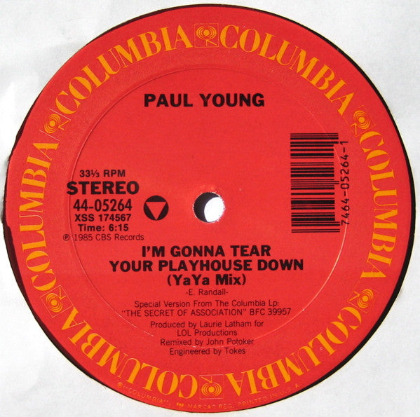 Paul Young : I'm Gonna Tear Your Playhouse Down (12")