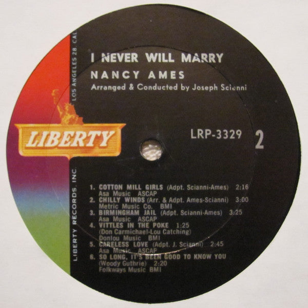 Nancy Ames : I Never Will Marry (LP, Mono)
