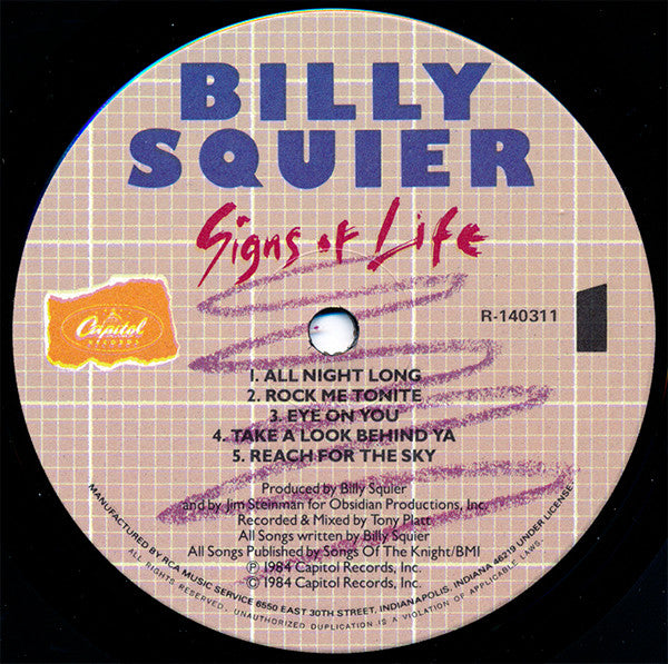 Billy Squier : Signs Of Life (LP, Album, Club, RCA)