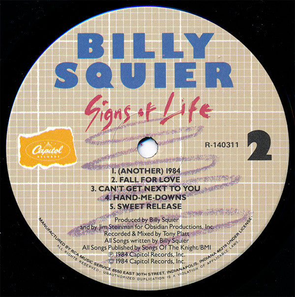 Billy Squier : Signs Of Life (LP, Album, Club, RCA)