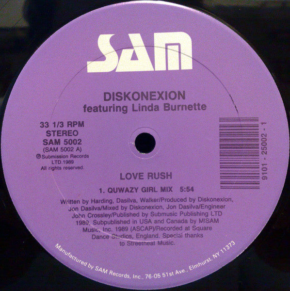 Diskonexion Featuring Linda Burnette : Love Rush (12")