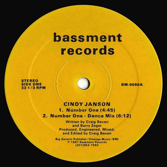 Cindy Janson : Number One (12")