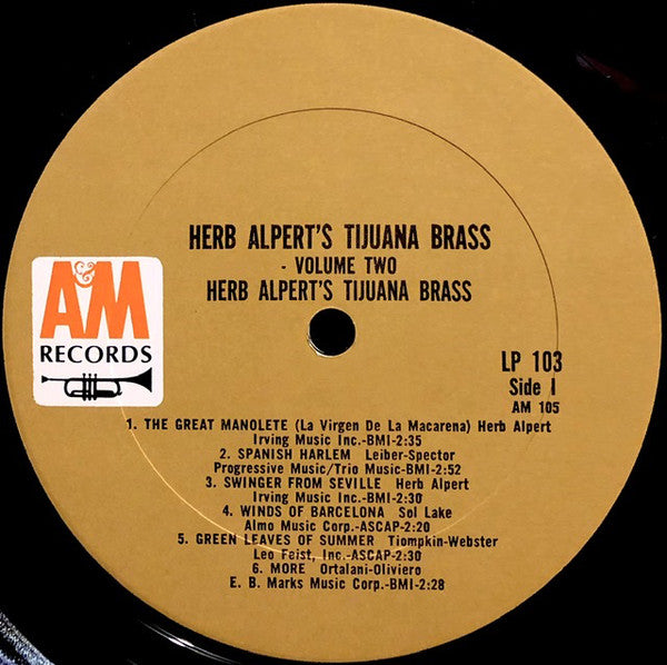 Herb Alpert & The Tijuana Brass : Volume 2 (LP, Album, Tan)