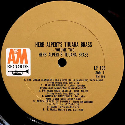 Herb Alpert & The Tijuana Brass : Volume 2 (LP, Album, Tan)
