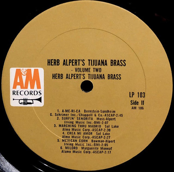Herb Alpert & The Tijuana Brass : Volume 2 (LP, Album, Tan)